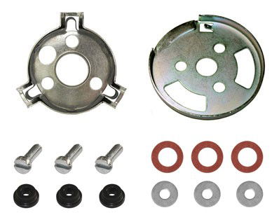 KIT DE FIXATION AVERTISSEUR A BASCULE 911 65-73 + 912 + 914 + 356 B/C (PLAQUE FIXATION + PIECE VERROUILLAGE COTE MOYEU + KIT VISSERIE)
